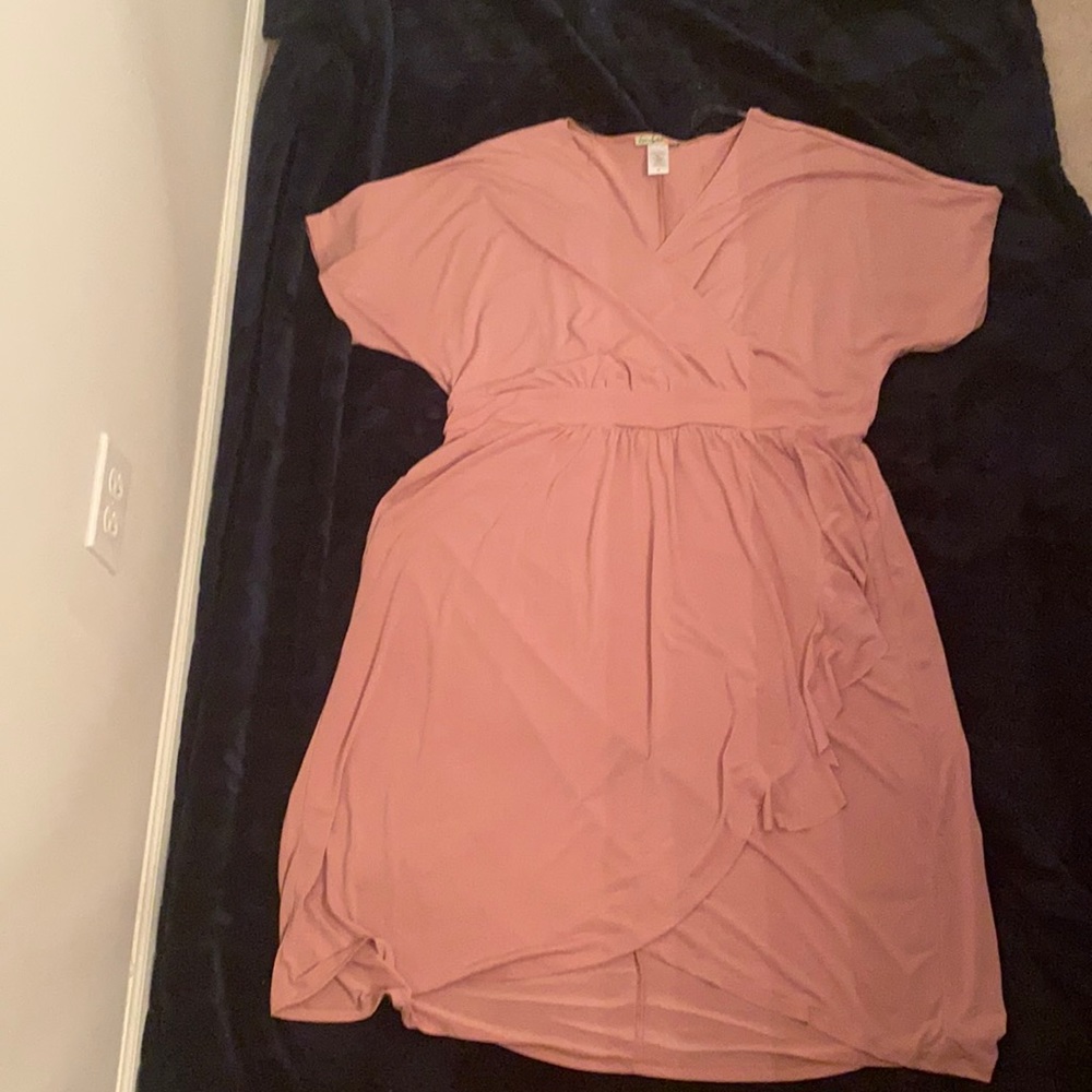 Loved squared blush pink faux wrap dress